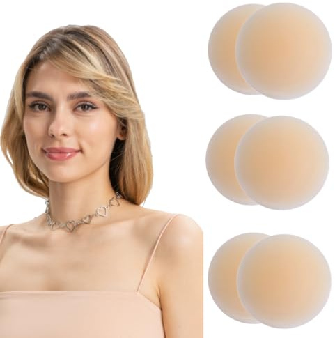 3 Paires Cache Teton en Silicone, Cache-tétons Réutilisable Auto-adhésif Ronde Nipple Cover Etanche Confortable, Couvre Seins Mamelons Invisibles étanches, Ultra DouxCache Tetons Femme