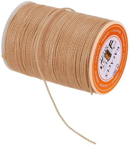 QUARKZMAN 60 Iarde 0.8mm Filo Perline Filo Cerato Filo Cuoio Marrone Chiaro | per Creazione Gioielli Cucitura Cuoio
