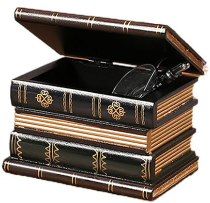 Buch-Safe, Falsche Buchbox Vintage Aufbewahrungsbuch Schmuck Aufbewahrung Verpackung Studium Buch Ornamente Holz Antik Klassisch Dekorative Falsche Buch, 9,5x9,5x14cm