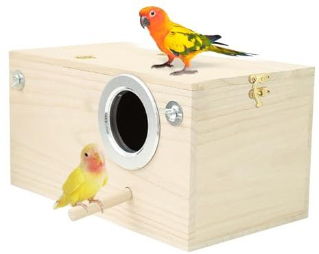 Nistkasten, 19.5×12×12cm, Wellensittich Nistkasten, Sittich Nistkasten Wellensittich Zuchtbox, Natürliche Vogel Zuchtbox