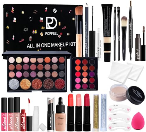 Holzsammlung Set Trucchi Donna, Tutto in uno Set di Trucco, Include Portatile Travel Make Up Palette Ombretto Rossetti Correttore Eyeliner Mascara #B