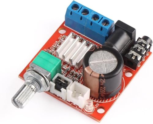 Zodazoqa Mini 2.0 Hi-fi Electronic Stereo Audio Assembled Amplifier Portable AMP 10W+10W 2 Channel Class-D DC 12V Digital Booster Amplifier Board Module for CD MP3 MP4 PC Speaker
