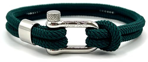 KAROO EARTH JEWELLERY Men's Nautical Rope Bracelet, Durable Nylon Marine Rope | Bracelet with stainless steel D-shackle | Mens Double Strand Sailing rope bracelet