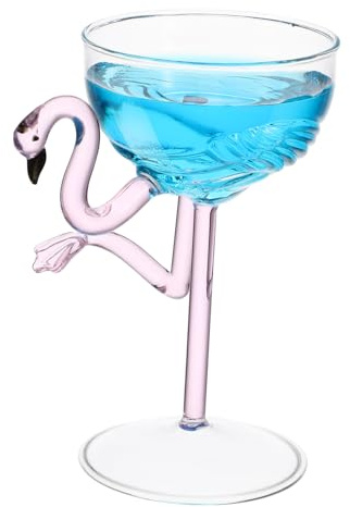 BESTYASH Decorative Flamingo Wine Goblet Transparent Cocktail Glass Reusable Flamingo Shape Martini Glass for Wedding Christmas Birthday Parties Family Gatherings