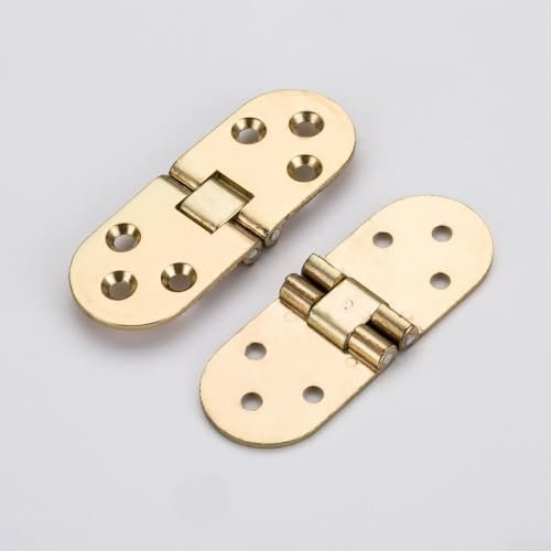 Zinc Alloy Flush Mounted Folding Hinge Suitable for Cabinets, Doors, and Tables with Embedded Installation (Gold)