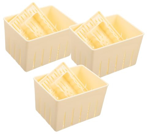 CIYODO 3 Sets Tofu Press for Homemade Cheese and Tofu Making Food Grade Plastic with Smooth Surface Easy Clean Kitchen Tool for Vegan Cheese Pressing and Water