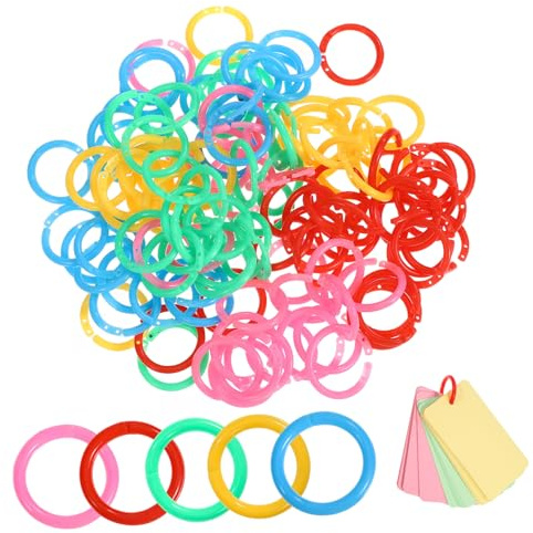 TOYZFRIENDY 120pcs Plastic Ring Binder Rings Book Paper Loose Leaf Flashcard Office Supplies for Crafts