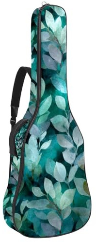 Gitarrentasche für Akustikgitarre mit Aquarellblumen, Kürbissen, Herbstblättern, Beeren, Pilzen, dick gepolstert, wasserdicht, für Gitarren mit 101,6 cm, 104,7 cm, 106,7 cm, Mehrfarbig 02