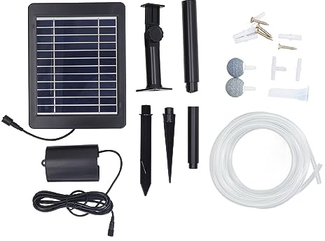 Pompe à oxygène solaire Pompe d'aérateur réglable à 3 niveaux avec panneau solaire 6 V 4 W pour aquarium, plantes hydroponiques et pêche en plein air