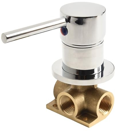 FUBESK Miscelatore manuale a incasso rotondo a parete per controllo acqua calda e fredda, 1/2, struttura in ottone, finitura cromata, leva singola