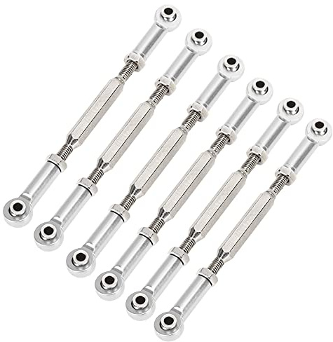 Fafeims 6Pcs Aluminum Alloy Adjustable Turnbuckle Rod Linkage, with 5 Colors for RC Car Models Upgrade (Silver)