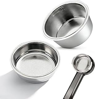 2 PCS 51mm Portafilter, Stainless Steel Coffee Filter, Single Cup & Double - Cup Single - Layer, Ideal for Home Baristas, Coffee Enthusiasts, and Office Coffee Lovers