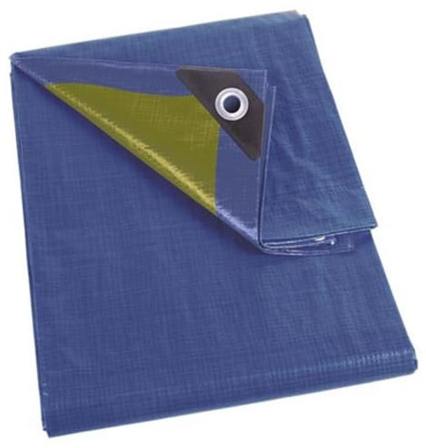 Perel Bâche, bâche imperméable, bache de Protection extérieur, hivernage, très résistante, 18 œillets, Angles renforcés, rectangulaire, Bleu/Vert, 110 g/m², 3 x 6 m