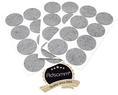 Adsamm® / 24 x Selbstklebende Filzgleiter/Grau/ø 60 mm/Rund/Möbelgleiter aus Filz mit 3.5 mm Stärke/Möbel- und Bodengleiter