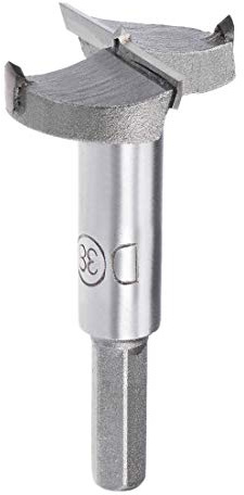 Sourcingmap Forstner Drill Bits 38mm, Tungsten Carbide Wood Hole Saw Auger Opener, Woodworking Hinge Hole Drilling Boring Bit Cutter (Gray)