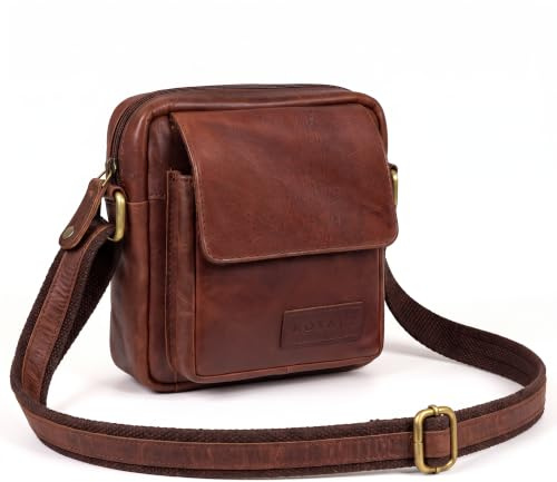 ROYALZ 'Austin' Moderne Echtleder Umhängetasche Klein Herren Schultertasche Mini Messenger Bag Vintage Ledertasche zum Umhängen Kleine Männer Schultertasche