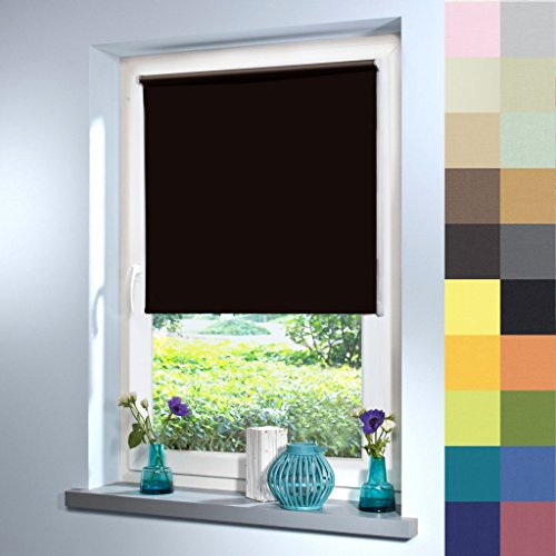 Tageslicht Rollo nach Maß, Blickdicht, hochqualitative Wertarbeit, alle Größen, für Fenster und Türen, Rollo nach Maß, Klemmfix ohne Bohren (300cm Höhe x 110cm Breite/Schwarz)
