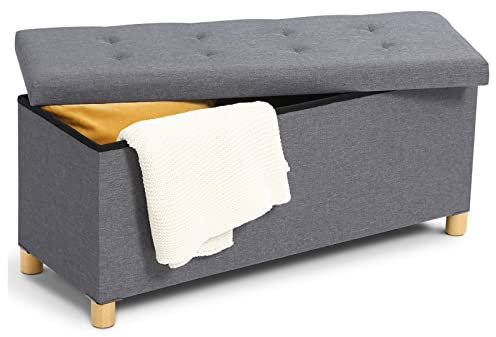 IDMarket - Banc Coffre Rangement sur Pied 100 cm Tissu Gris Anthracite