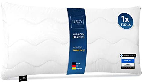 LILENO HOME Kopfkissen 40x80 cm [1er Set] MEDIUM mit 450g Kissen-Füllung - Bett oder Deko Kissen mit Reißverschluss zum Anpassen - Waschbar bis 95° - Sofa-Kissen & Zierkissen für Couch/Bett