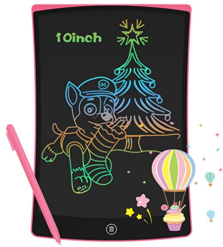 GUYUCOM LCD Schreibtafel 10 Zoll, LCD Zaubertafel, Bunte Helle Linien Mal Tablet, Verbessertes Kinderspielzeug, Großartige Magic Pad Spielzeug für Geschenk mädchen 2 3 4 5 6 7 Jahre, Rosa