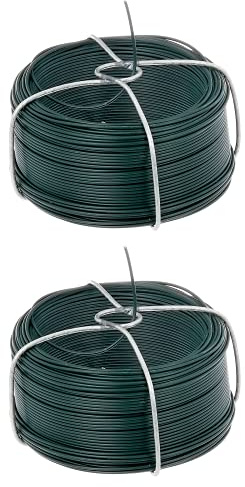Alberts 530532 Drahtspule | verzinkt, grün kunststoffbeschichtet | Draht-Ø 1,2 mm | Länge 50 m | 2er Set