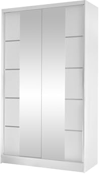Mirjan24 Kleiderschrank Camtalo V mit 2 Spiegel, Schwebetürenschrank, Garderobenschrank mit Kleiderstange und Einlegeboden, Schlafzimmerschrank (weiß)