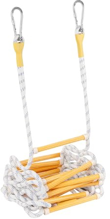 EMEKIAN Emergency Fire Escape Ladder Flame Resistant Safety Extension Rope with 2 Hooks, 2-6 Story Homes Reusable Portable Rope Ladder Fire Escape for Window Telescope Ladder for Kids 25 FT