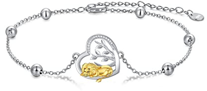 LONAGO Braccialetto Animale 925 Sterline D'argento Carino Coniglio Koala Scimmia Tigre Mucca Leone Braccialetto per le Donne