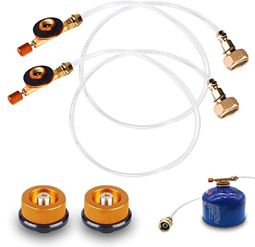 2 stycken adaptrar till gaspatroner, adapter till campinggasspis, propan, refill-adapter, gasspis utomhus, campingkök, adapter, ventilpatronadapter för LPG, platt cylinder, flaskadapter