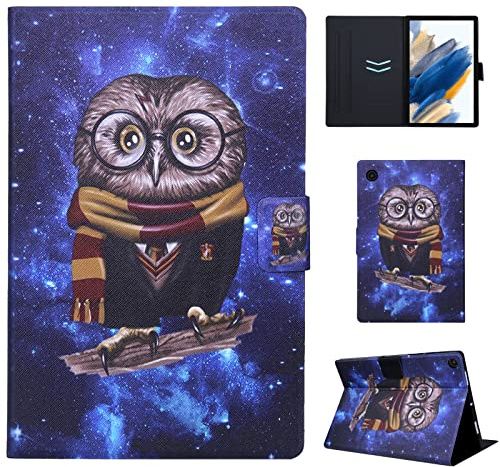 CXTcase Hülle für Samsung Galaxy Tab A8 2021 10.5,Eule | 2021/2022 Ultradünnes PU-Leder, Gummiband, Kartensteckplatz, Standfunktion, Stifthalter, Mehrere Winkel