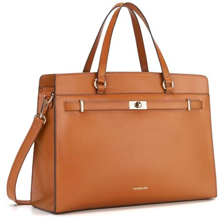 Missnine Laptoptasche für Damen 15,6 Zoll PU-Leder Arbeitstasche große Computer-Aktentasche Business-Büro-Handtasche