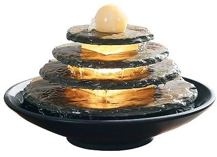 Fontaine de Table Eau Qui coule Ornement Feng Shui Boule Pierre Fontaine tournant Boule méditation Fontaine Bureau décor à la Maison