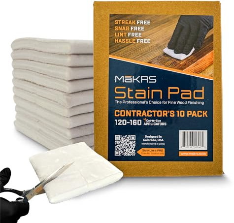 MāKRS Fleckenpad: Holzlack-Applikatorpad für Holzbearbeitung. Mikrofasertuch über Schaumstoffkern. (10 Pads = 60-80 Applikatoren)