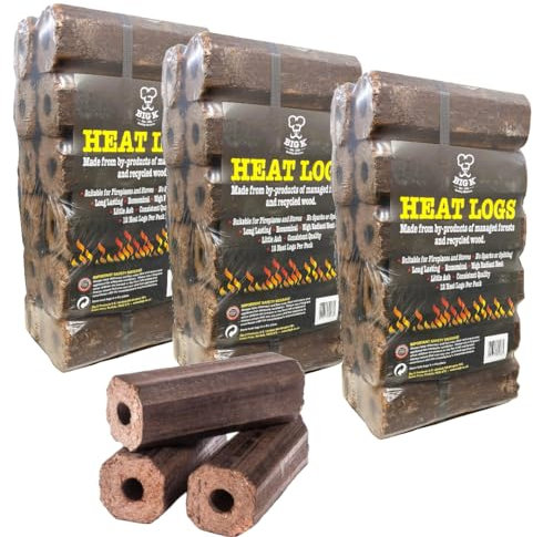 Eco Wood Fire Heat Logs - Pack of 36 Compressed Sawdust Fuel Logs with Topline Card. Perfect for Wood Burners, Open Fires, Chimeneas and Multi-Fuel Stoves.