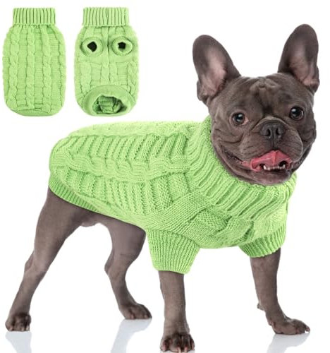 AOFITEE Hunde-Pullover, gestrickte Hunde-Pullover für kleine Hunde, kaltes Wetter Rollkragenpullover Hund Strickwaren, Hund Weihnachten Pullover Einfarbig Sweatshirt für kleine Hunde