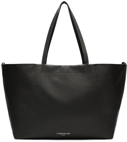 LIEBESKIND BERLIN Leder Schultertasche Chudy Small Pebble Shopper Black schwarz