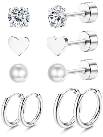 Dochais 5 par Titanörhängen, 14K guld små ringar örhängen, 20G hypoallergena örhängen i guld, broskcirkel (guld, silver, svart), Titan, Kubisk zirkonia