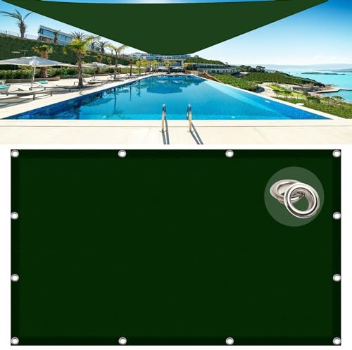 Parasole Rettangolare, Rete Ombreggiante 1.2 x 3.4 m Tenda a Vela Parasole, Vela Ombreggiante Antivento Idrorepellente, Anti UV per Tenda Amache Picnic Spiaggia, Verde Scuro