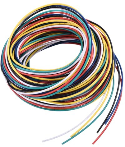 sourcing map Filo di collegamento in PVC calibro 26 3,0 m/10 ft 26AWG filo elettrico flessibile UL1007 rame stagnato incagliato 6 colori, diametro 1,5 mm per modelli di aeromobili elettrodomestici