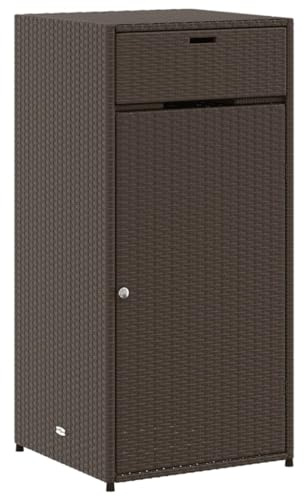 Willood Gartenschrank Braun 55x55x111 cm Poly Rattan Geräteschrank mit viel Stauraum, Beistellschrank Schrank mit Türen, Balkonschrank Terrassenschrank