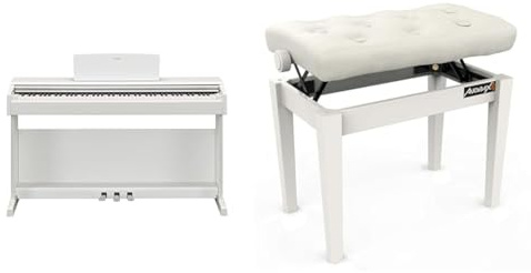 YAMAHA Arius YDP-145 - Piano Digital, Piano clásico y Elegante para Principiantes y Aficionados & Audibax KB500W - Banqueta para Piano o Teclado - Banco para Piano Plegable de Gran Resistencia
