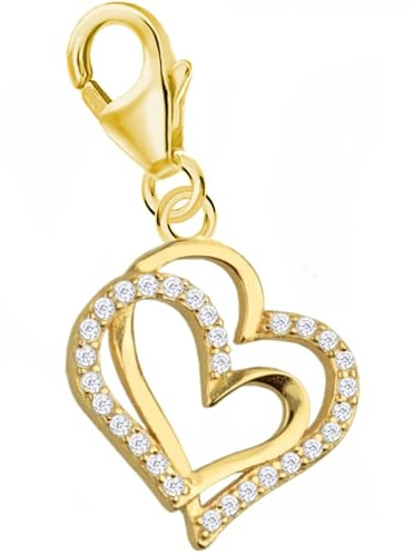 Herz Karabiner Charms Anhänger für Bettelarmband aus 925 Sterling-Silber