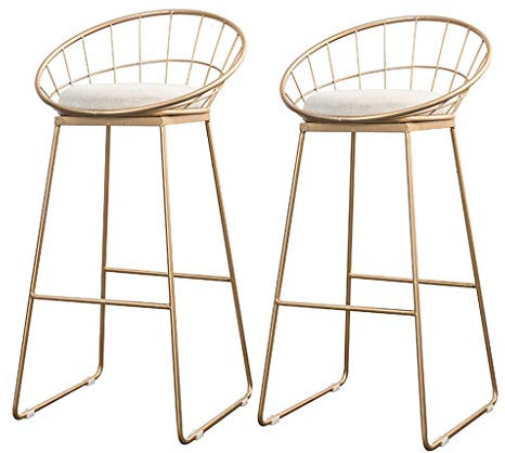 Barstühle, Moderne Barhocker mit hoher Rückenlehne, gepolsterte Barhocker in Thekenhöhe, Stühle für Küche und Esszimmer, goldene Metallbeine, 2er-Set (goldene Sitzhöhe 29,5 Zoll)
