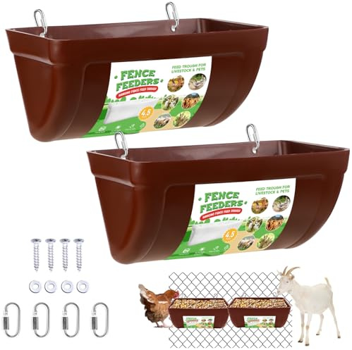 Futterspender für Hühner, 2 Stück, Ziegen-Futterspender mit Clips, zum Aufhängen, Zaun-Futterstation, Geflügel-Futterausrüstung, Hühnertränke, Futterbehälter aus Kunststoff, für Geflügel, Nutztiere,