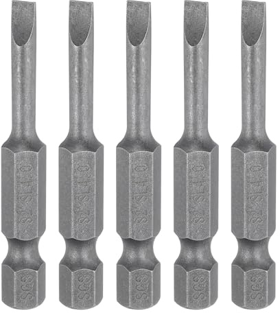 QUARKZMAN 5Pcs Embouts de Tournevis à Fente Magnétiques Sl4 4mm en Acier S2 Embout de Tournevis à Tête Plate 1/4 Queue Hexagonale Embouts de Tournevis de Qualité Industrielle de 2 de Long
