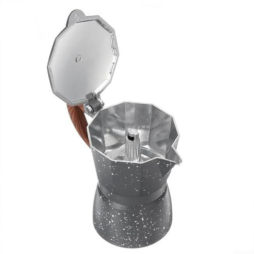 Hasaller Cafetière italienne en aluminium pour cuisinière à moka, cafetière italienne à gaz, électrique, cafetière latte, cappuccino, macchiato, percolateur, cafetière à expresso à la maison (150 ml)