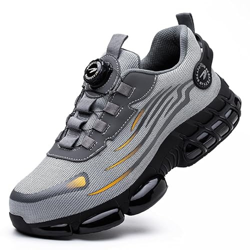 Steel Toe Work Sneakers for Men Women Lightweight Comfortable Industrial & Construction Work Safety Shoes Grey