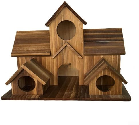 Geräumige Vogelfutterstation aus Holz für den Außenbereich mit mehreren Einstiegspunkten, ideal für Wildtiere im Garten