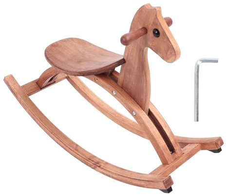 Caballo Balancn de Madera para Montar en Juguete, Caballo Balancn con Silla y para Interaccin de Entretenimiento Diario (Color Nuez