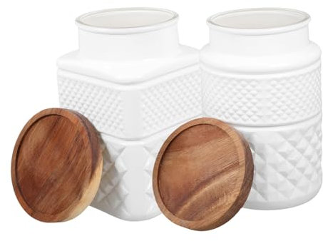 OKUMEYR 2er Packung Versiegelte Vorratsgläser Für Lebensmittel Glas Kaffeebohnengläser Teedosen Mit Holzdeckel